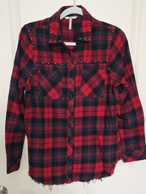 BKE Red and Black Plaid Button Down Shirt